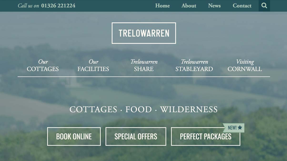 The Trelowarren website; perhaps my most highly customised WordPress website yet.